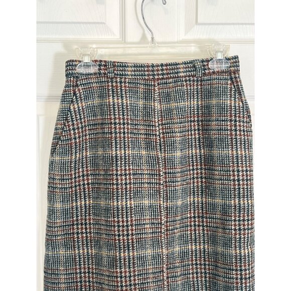 John Mayer Vintage Plaid Wool Knee Length Pencil Skirt 10 Academia Moody Scholar - Picture 2 of 8